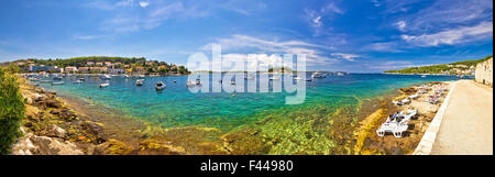 Hvar segeln Strand Panorama Stockfoto