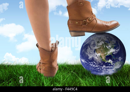 Zusammengesetztes Bild Cowboy Stiefel tanzen Stockfoto