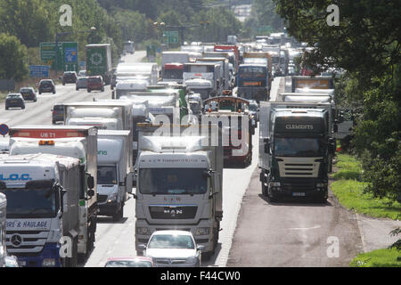 Stau auf der A14-Schnellstraße in der Nähe von Cambridge Stockfoto