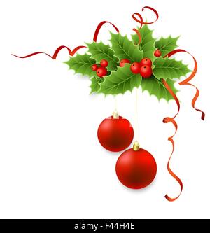 Vektor Weihnachten Stechpalme mit Beeren. Stock Vektor