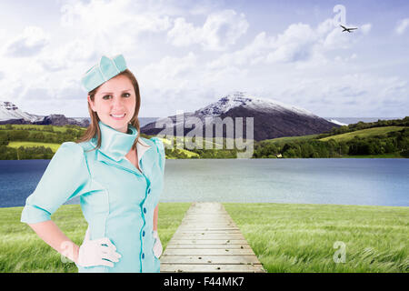 Zusammengesetztes Bild der Stewardess Stockfoto