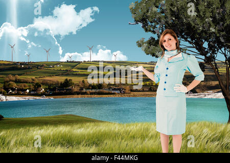 Zusammengesetztes Bild der Stewardess Stockfoto