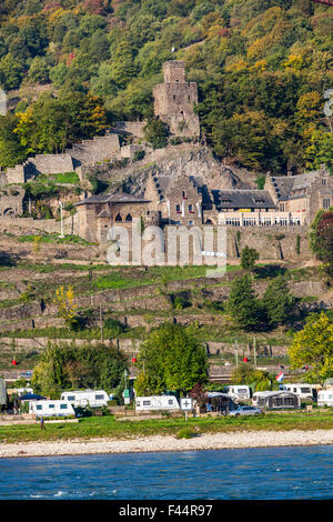 Burg Reichenstein, Burg Trechtingshausen mit Rheingau, die UNESCO Welt Kulturerbe Oberes Mittelrheintal Stockfoto