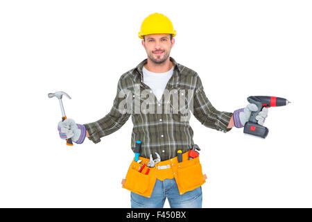 Handwerker tragen Werkzeuggürtel Stockfoto