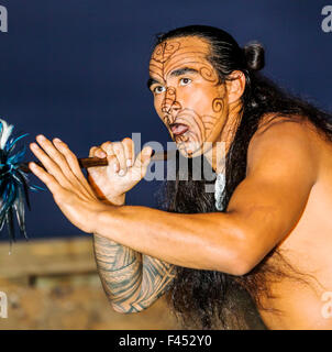 Native männlichen hawaiianische traditionelle Tanz bei Lua, Big Island, Hawaii, USA Stockfoto