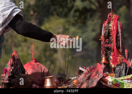 Hindu-Tempel bei Maggy Festival in Bardia, Nepal Stockfoto