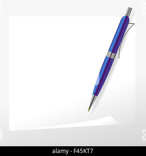 Blauen Stift und Papier Stockfoto