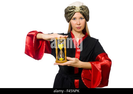 Weibliche Magier isoliert auf weiss Stockfoto