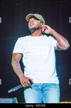 Aufnahme Künstler Kendrick Lamar führt auf der Bühne während der 3. Tag des Lebens ist schöne Festival 2015 in Las Vegas Stockfoto