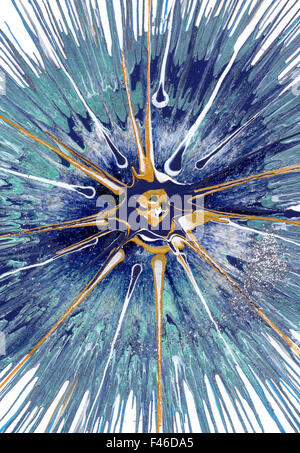 Farbenfrohe moderne Gegenwartskunst Acryl Blob Zeichenstil von Jackson Pollock Stockfoto