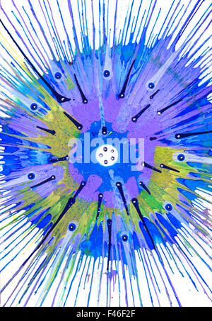 Farbenfrohe moderne Gegenwartskunst Acryl Blob Zeichenstil von Jackson Pollock Stockfoto