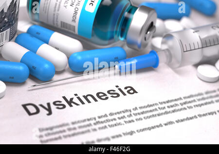 Diagnose - Dyskinesie. Medizinisches Konzept. 3D Render. Stockfoto