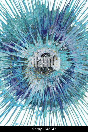 Farbenfrohe moderne Gegenwartskunst Acryl Blob Zeichenstil von Jackson Pollock Stockfoto