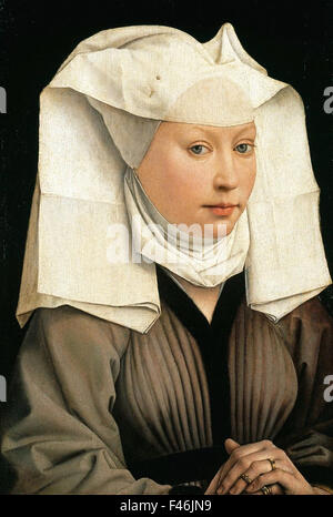 Rogier van der Weyden - Porträt einer Frau mit einer geflügelten Haube Stockfoto