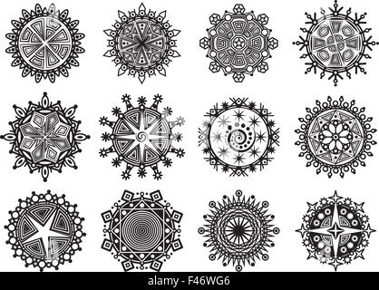 Satz von Schneeflocken für Weihnachten Winter Design. Vektor-illustration Stock Vektor