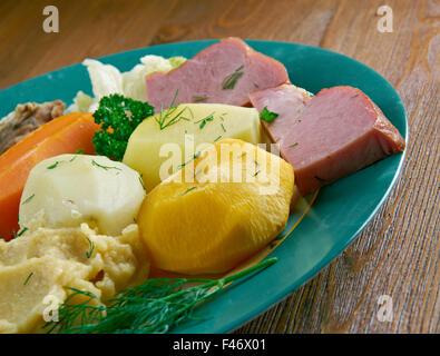 Jiggs Abendessen - traditionelles Essen von Neufundland und Labrador, Kanada. Stockfoto