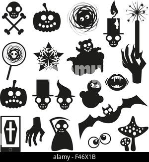 Sammlung von Halloween black Icons. Vektor-Illustration isoliert auf weiss Stock Vektor
