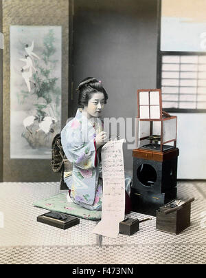 Geisha schreiben Brief, Japan Stockfoto