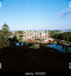 Häuser in den Schären, Schweden. Stockfoto