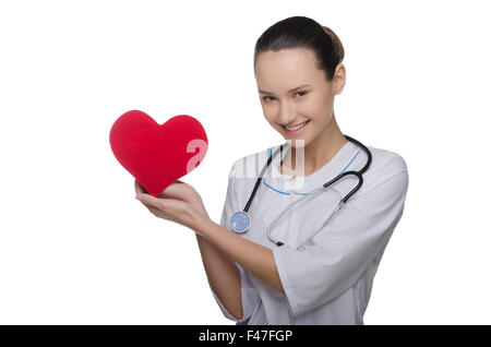 Arzt mit Stethoskop halten eine valentines Stockfoto