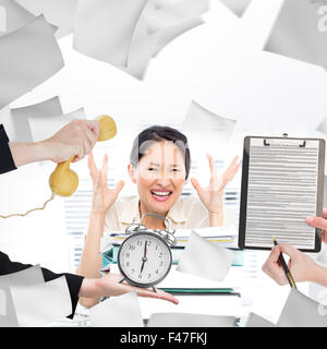 Zusammengesetztes Bild von Hand mit Telefon Stockfoto