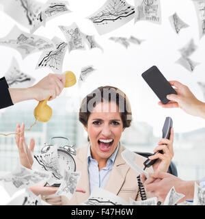 Zusammengesetztes Bild von Hand mit Telefon Stockfoto