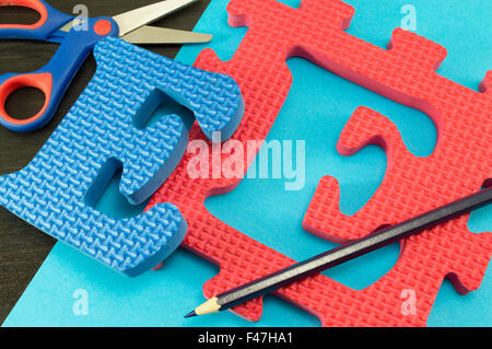 Lernen dem Buchstaben E Buchstabe E-Learning-puzzle Stockfoto
