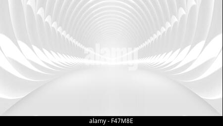 Zusammenfassung Hintergrund mit symmetrischen weißen glänzenden inneren Tunnels. 3D illustration Stockfoto