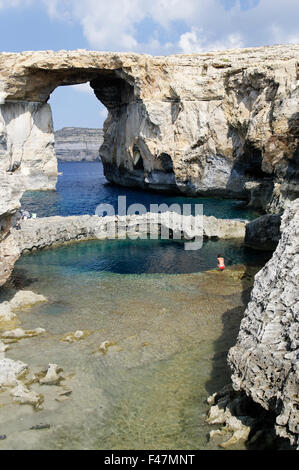 Azur Windwow und Blue Hole, Gozo, Malta, Gozo, Malta, Süd-Europa, Mediterranean Sea Stockfoto