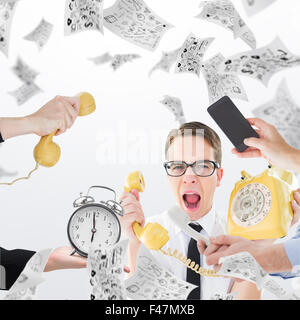 Zusammengesetztes Bild von Hand mit Telefon Stockfoto