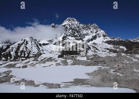 Zugefrorene Seen am Ngozumba Gletscher Stockfoto