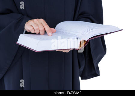 Glücklich schönen Anwalt hält Arbeitsgesetzbuch Stockfoto