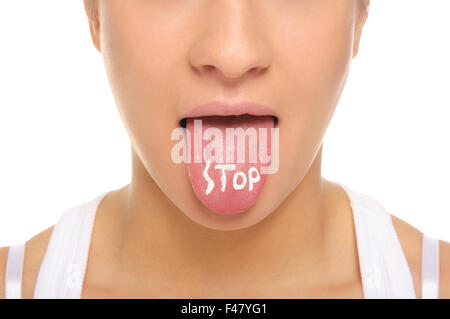 Frauen Sprache, die sagt stop Stockfoto