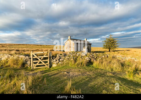 Eine Fernbedienung Hütte am Nonnental Kreuz in der Nähe von Princetown aufgegeben auf Dartmoor National Park in Devon Stockfoto