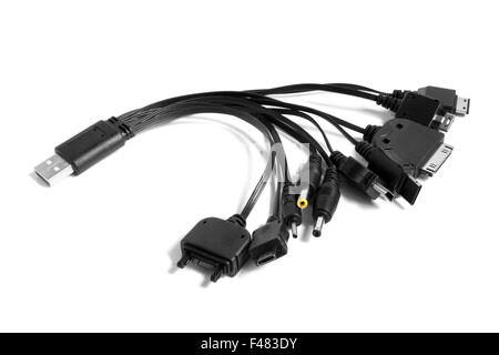 Verschiedene USB-Ladekabel Stecker Stockfoto