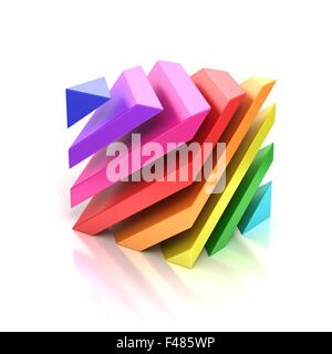 isolierte 3D-Illustration abstrakte bunte Würfel Stockfoto