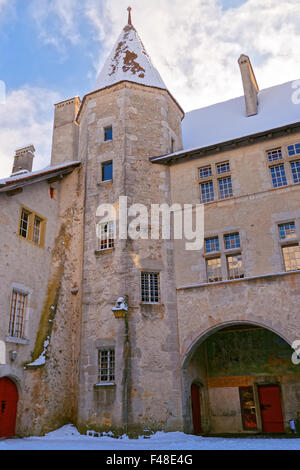 GRUYERE, Schweiz - 31. Dezember 2014: Schloss Gruyères in der Schweiz Stockfoto