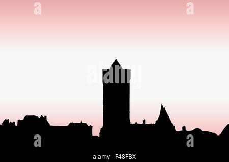 Skyline von Zons - rot weißen Hintergrund Stockfoto