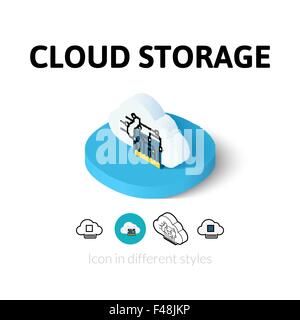 Cloud-Speicher-Symbol im anderen Stil Stock Vektor