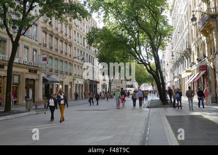 Szene der Rue De La République in Lyon Stockfoto