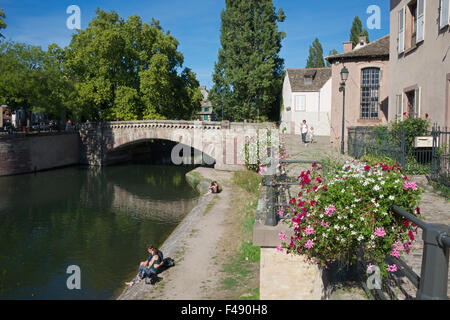 La Petite France und L'Ill Fluss Straßburg Elsass Frankreich Stockfoto