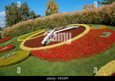Blumenuhr, Jardin Anglais (englischer Garten), Genf, Schweiz