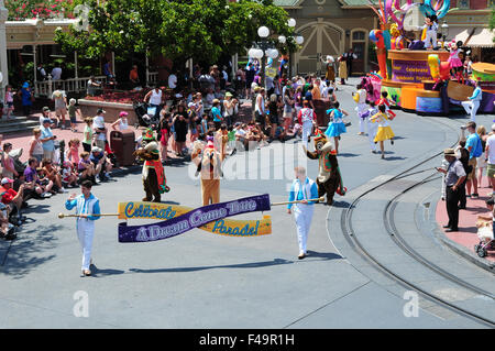Eine Dream Come True Parade im Disneys Magic Kingdom in Disney World, Orlando, Florida. Stockfoto