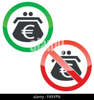 Euro Geldbörse Berechtigungssatz Zeichen Stockfoto