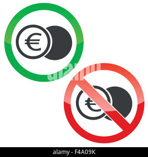 Euro Münze Berechtigungssatz Zeichen Stockfoto