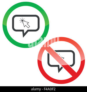 Pfeil-Cursor Nachricht Erlaubnis Zeichen Stockfoto