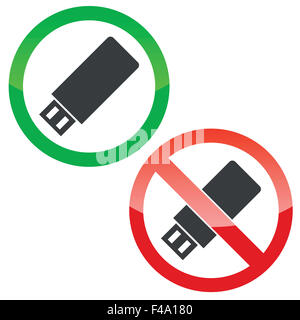 USB-Stick Berechtigungssatz Zeichen Stockfoto