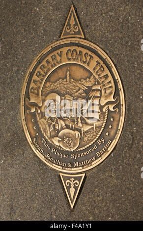 Zeichen der Barbary Coast Trail in San Francisco Stockfoto