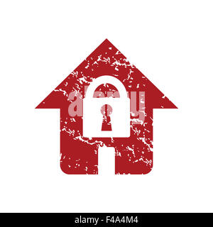 Roten Grunge-Sperre-House-logo Stockfoto
