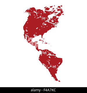 Roten Grunge Kontinent Amerika logo Stockfoto